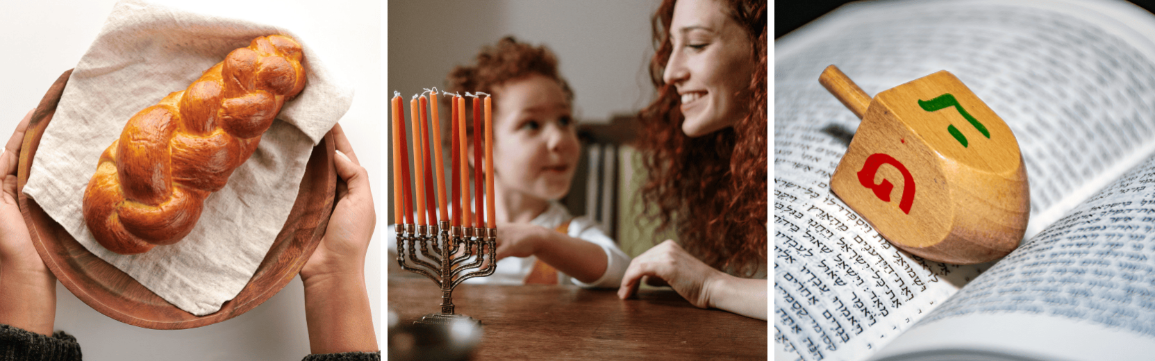 Challahbrot, Channukia und Dreidel