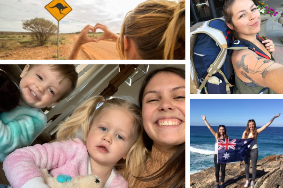 Collage verschiedener Eindrücke als Au-pair – mit Gastkindern und Reisefotos