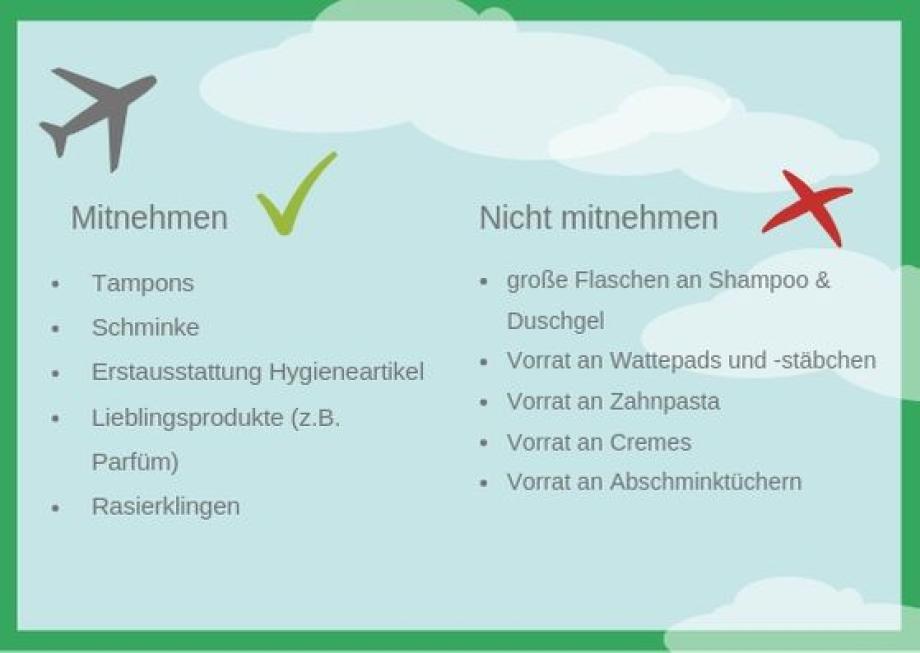 liste drogerieartikel, die mitgenommen und nicht mitgenommen werden sollen